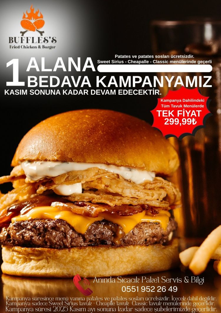 Nevşehir 2000 Evler’de Yeni Lezzet Noktası: Buffles’s Açıldı! 1 Alana 1 Bedava Kampanyası Yoğun İlgi Görüyor